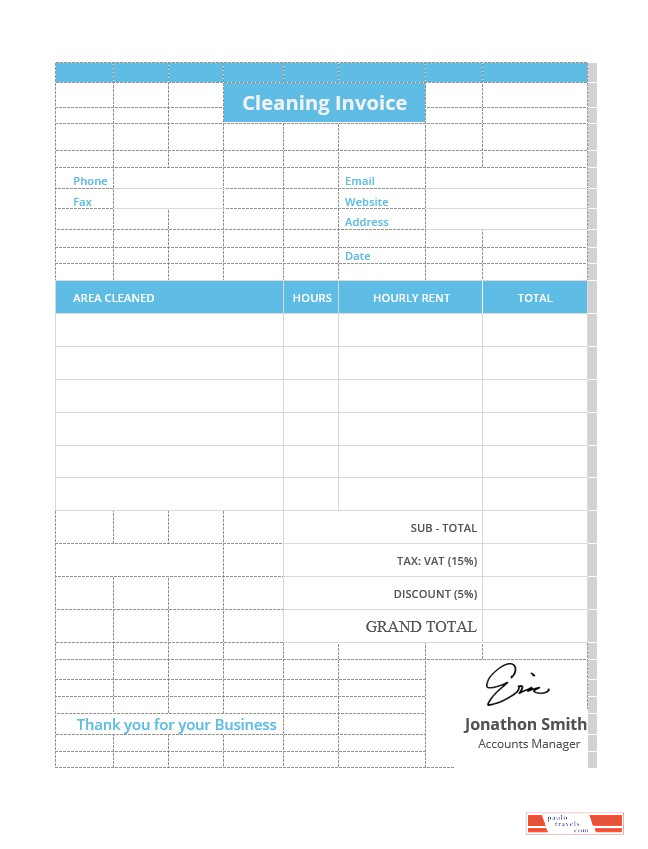 Sample Cleaning Invoice Template PSD template
